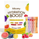 Kilicomy sachets électrolytes sans sucre, format portable pour hydratation rapide.