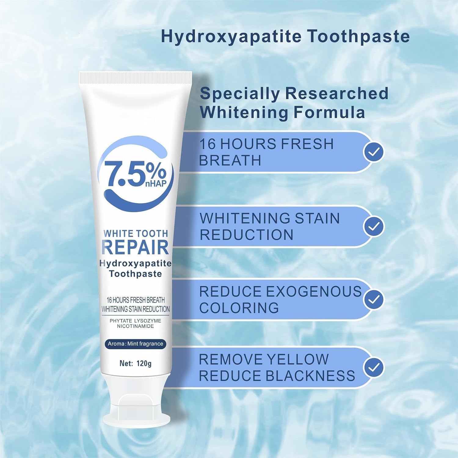 Kimralur dentifrice hydroxyapatite 7,5% nettoyage des taches