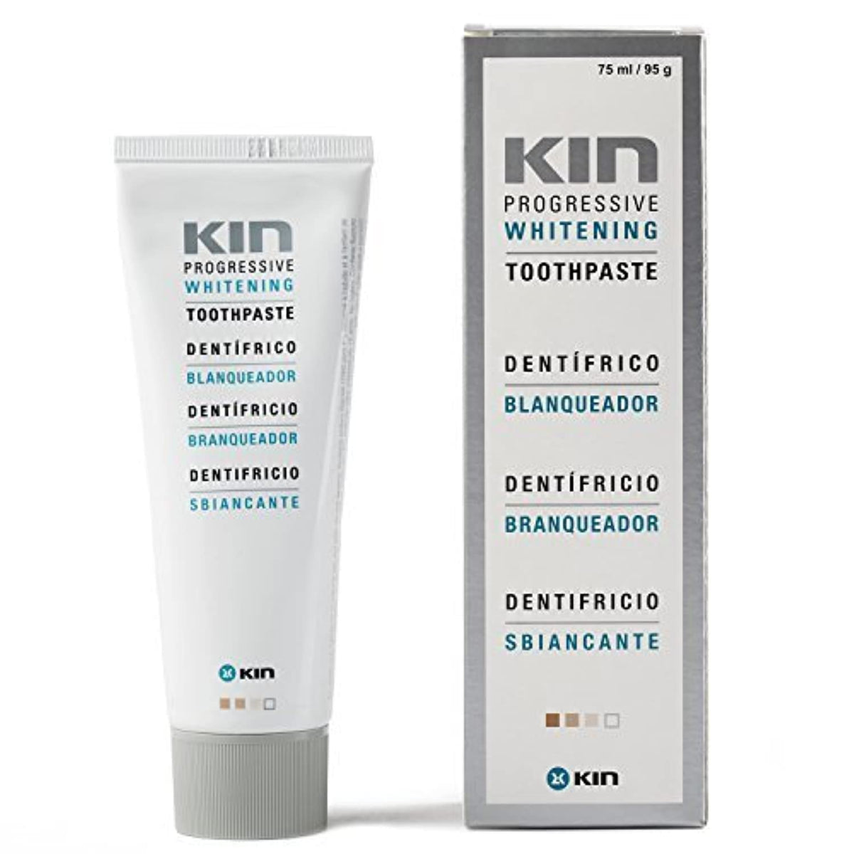 Kin Dentifrice blanchissant 75 ml – tube prêt à l’emploi pour éliminer les taches et préserver le blanc.