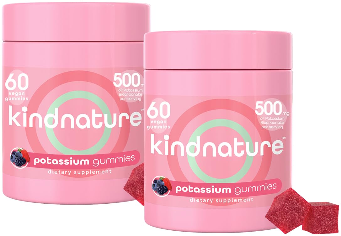 Gomme KINDNATURE Potassium 500 mg, bouteille, soutien pratique à l'apport quotidien
