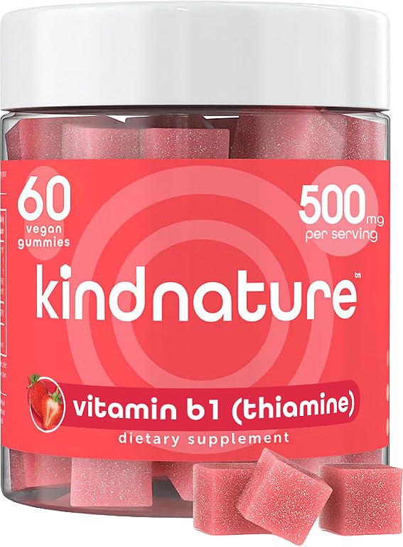 kindnature gommes b1, bouteille de 60 gommes, soutien énergie quotidienne.