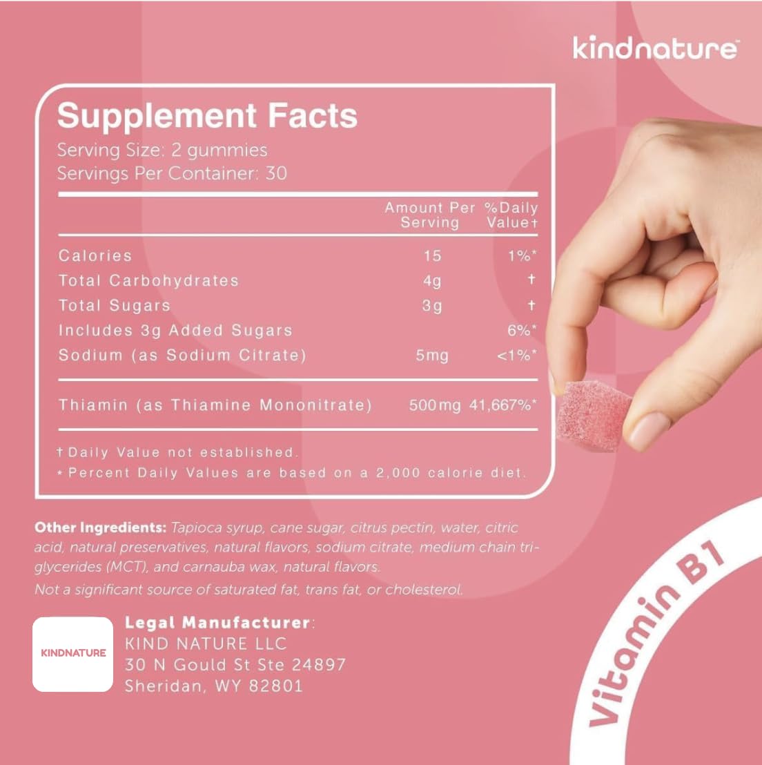 kindnature gommes b1, texture moelleuse et arôme fraise.