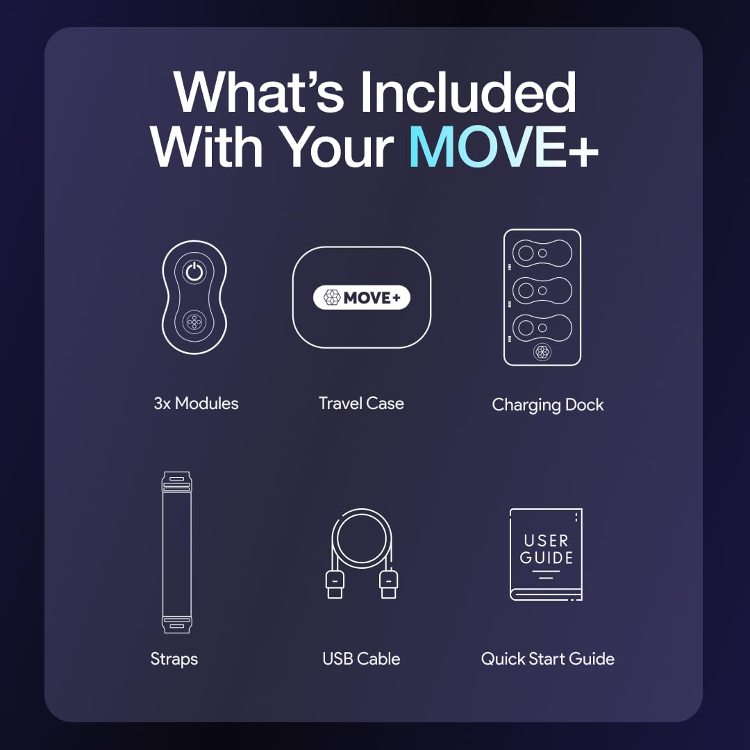 Kineon Move+ Pro 2.0 livré avec étui et guide rapide.