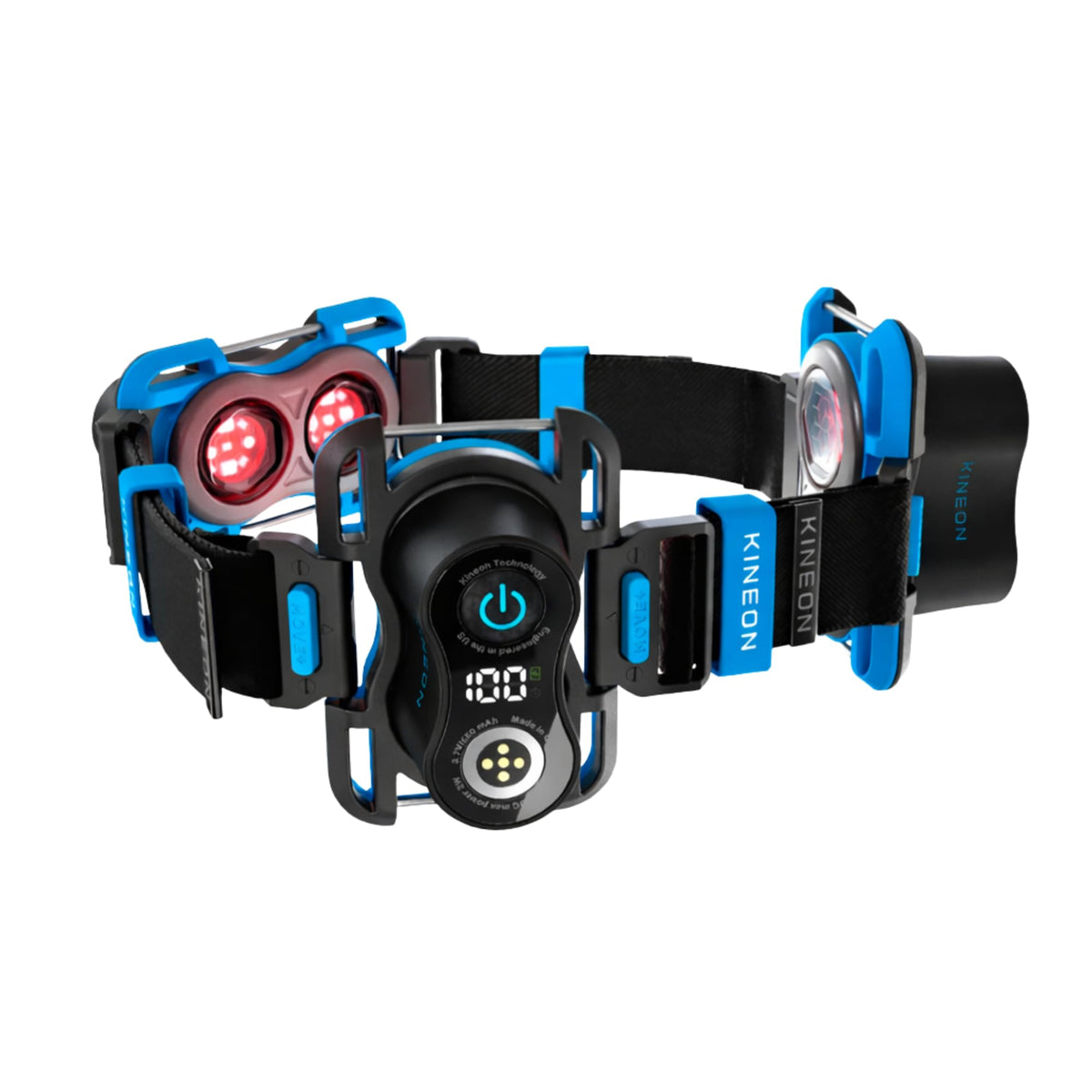 Kineon Move+ Pro 2.0 autour du genou avec lumière rouge 660nm pour récupération ciblée.