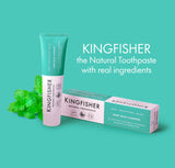Emballage Kingfisher dentifrice menthe pour une présentation sûre et pratique.