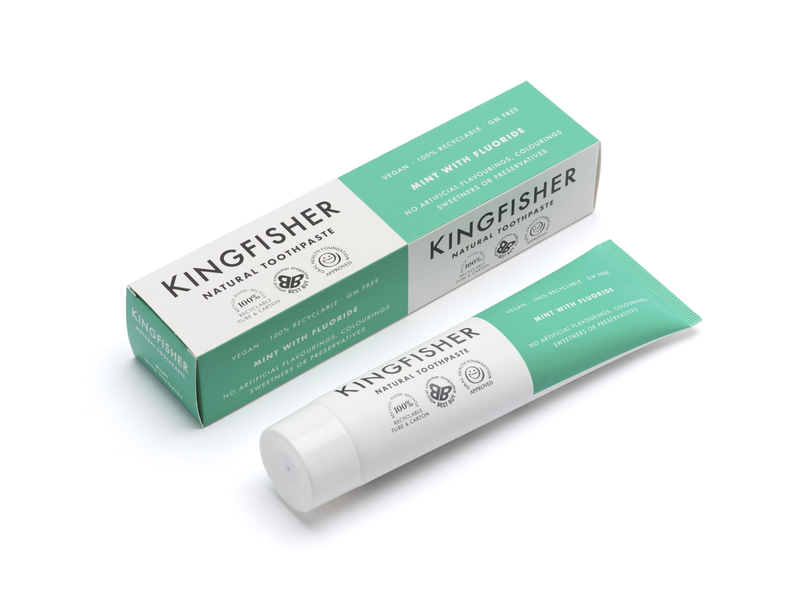 Dentifrice Kingfisher Menthe en tube 100 ml pour une fraîcheur durable.