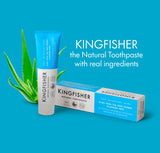 Texture crème Kingfisher dentifrice Aloe vera Arbre à thé Fenouil, expérience agréable.