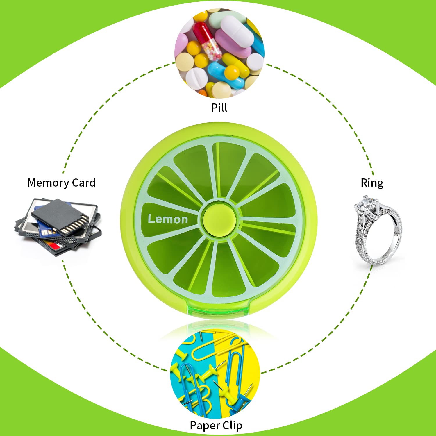 Kinmingzhu organiseur-pilules rotatif gris, sécurité anti-fuites et nettoyage simple.