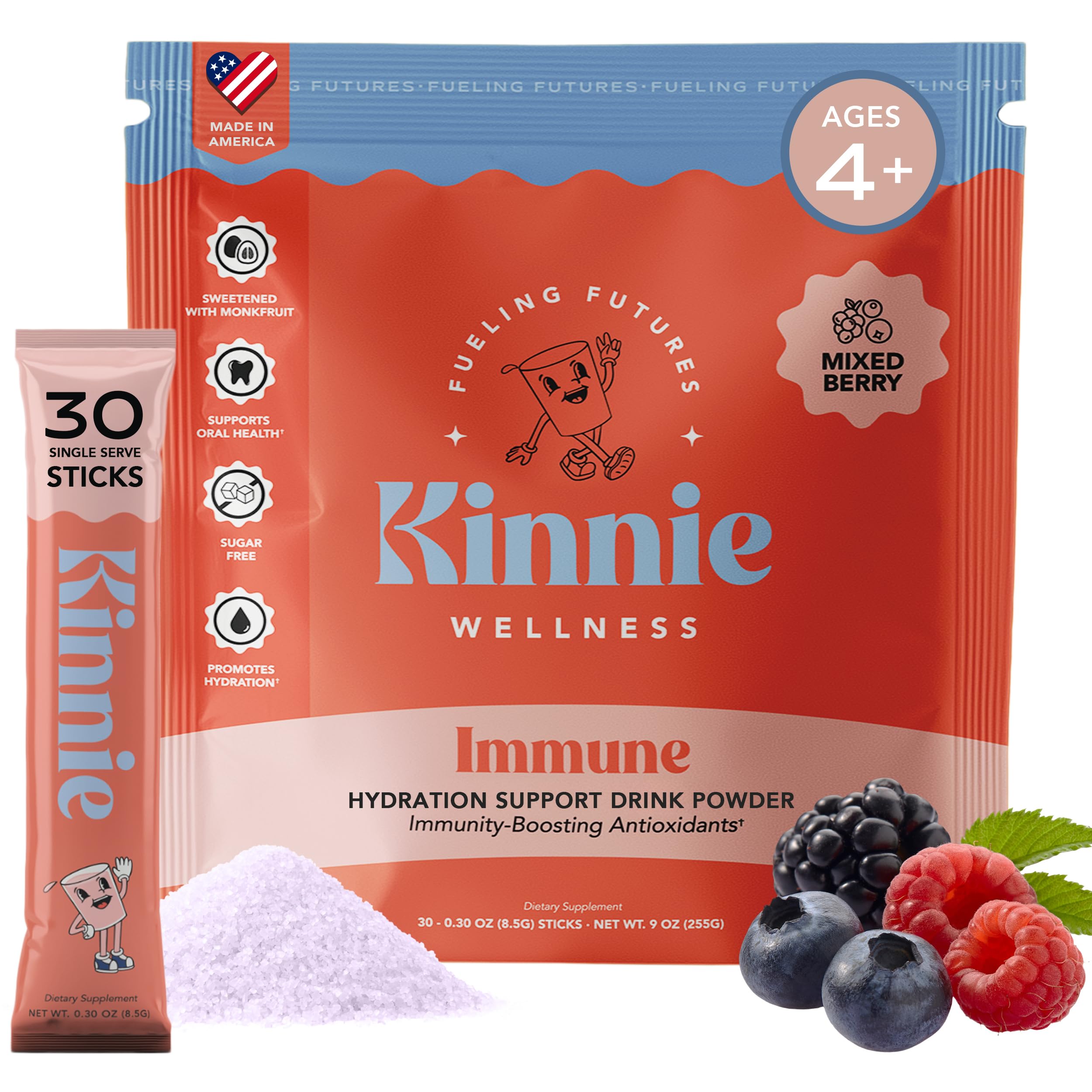 Kinnie Immunité et Hydratation, dosette fruits rouges pour l'hydratation des enfants.
