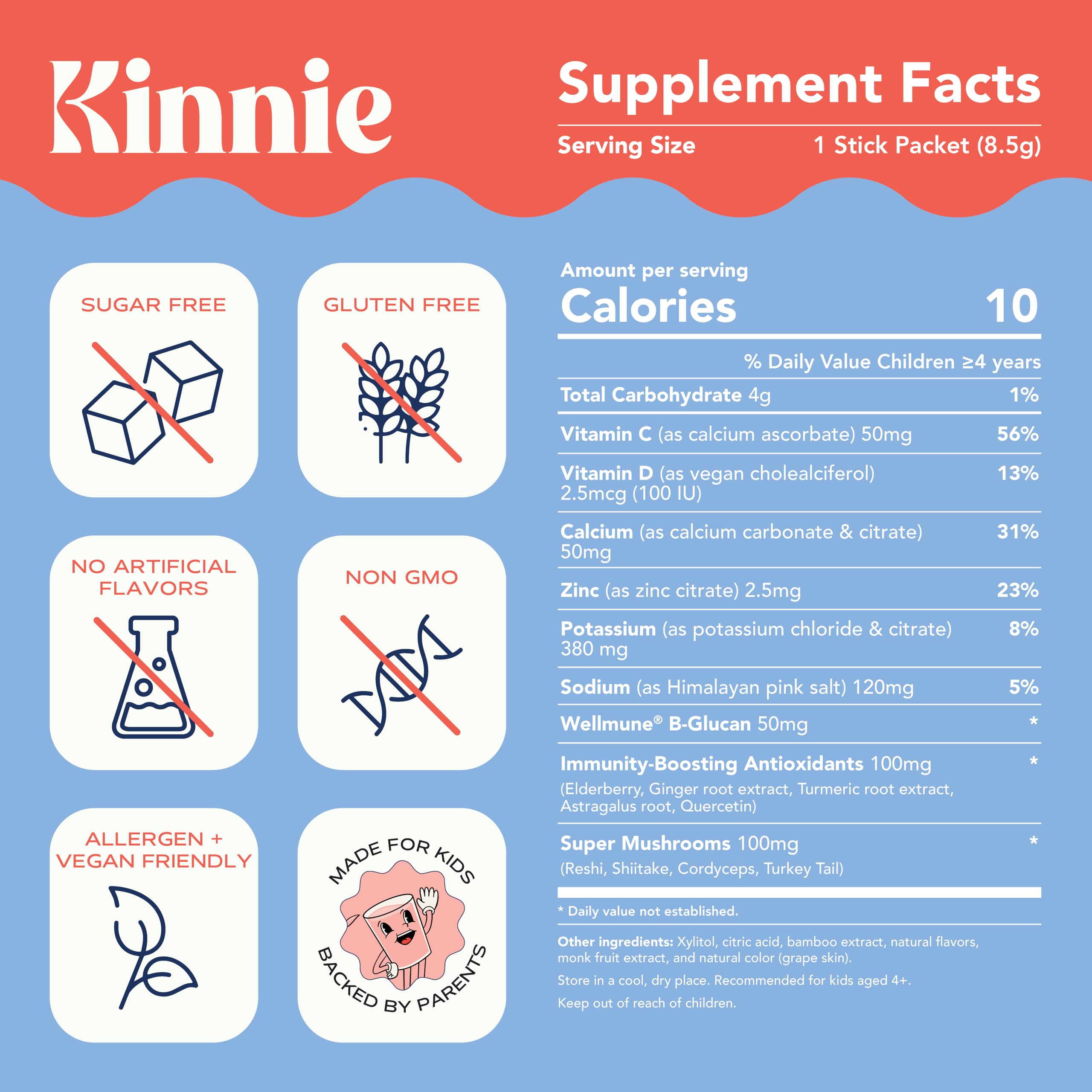 Ingrédients clés : zinc, vitamine C et D, électrolytes et champignons.