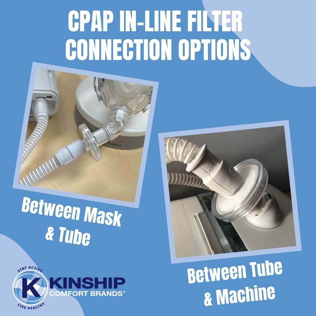 Kinship Comfort Brands filtre CPAP inline, efficacité 99,99% pour capturer les débris.