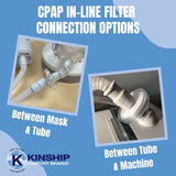 Kinship Comfort Brands filtre CPAP inline, efficacité 99,99% pour capturer les débris.