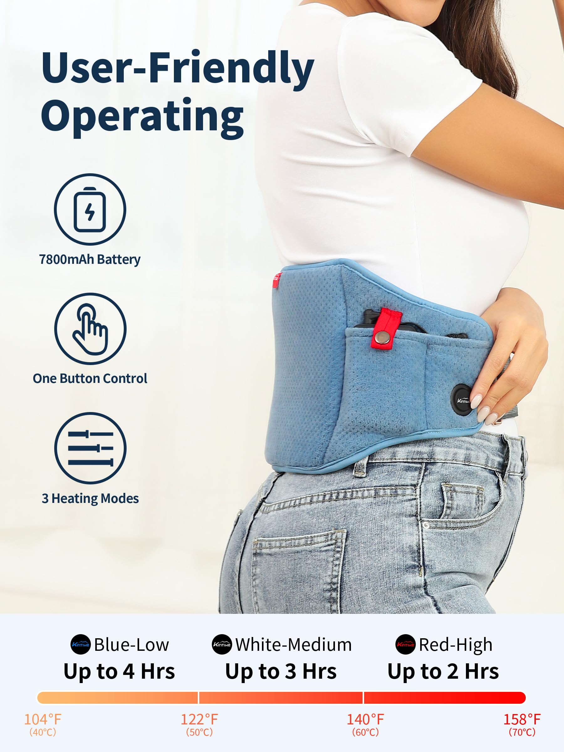 Kintiwe Pro trois niveaux de chaleur pour plus de confort.