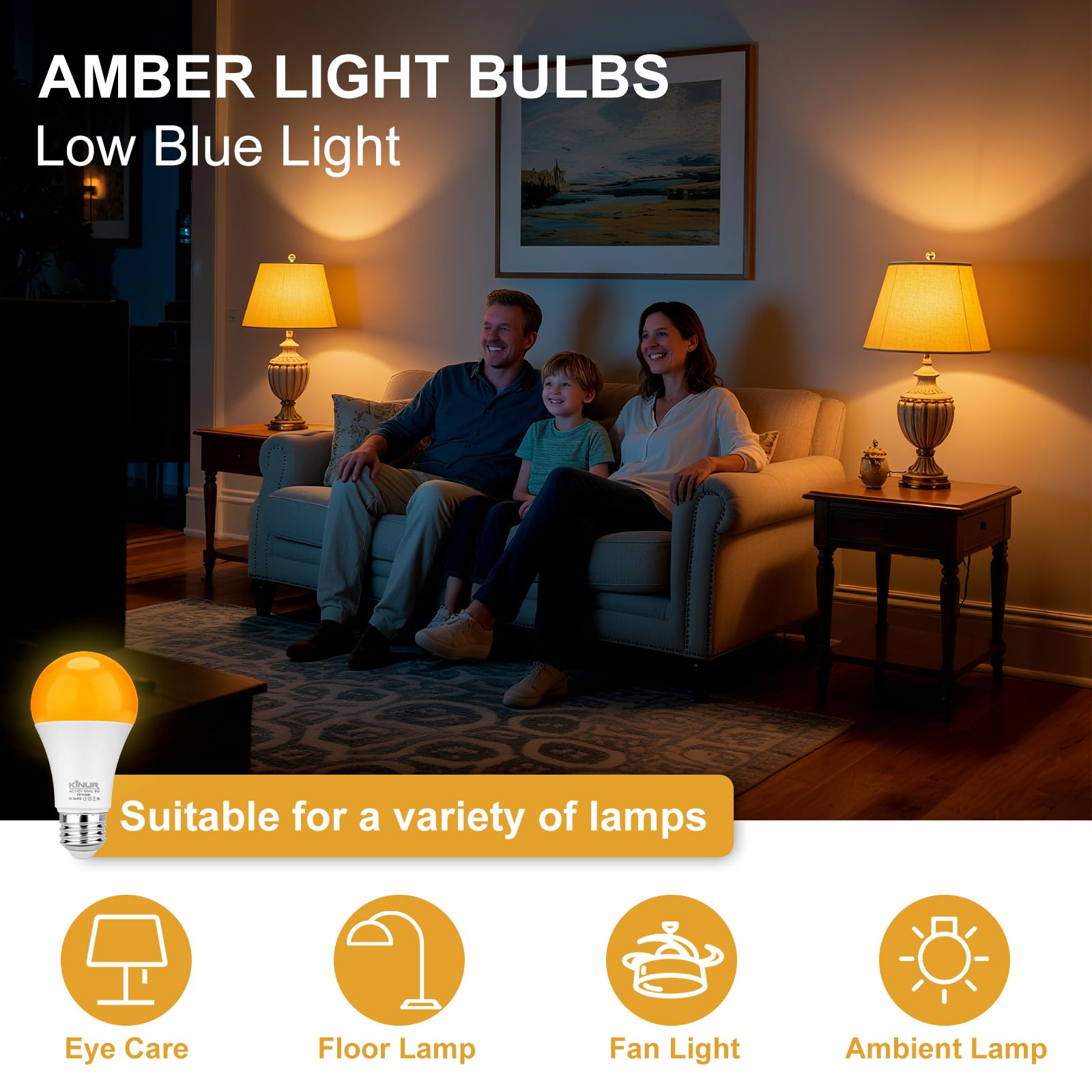 Économie d’énergie avec les ampoules Kinur Amber Sommeil 9W par ampoule.