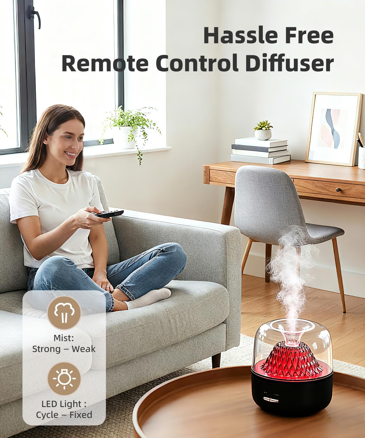 KinYiLO diffuseur illuminations douces avec sept couleurs lumineuses ajustables.
