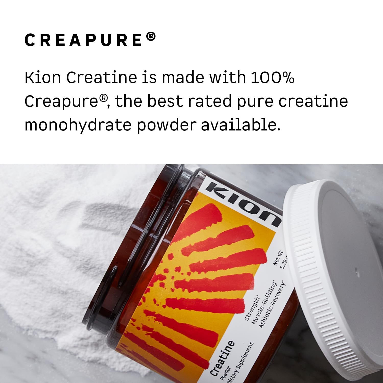 Kion Creatine sans gluten et sans soja pour certains régimes.