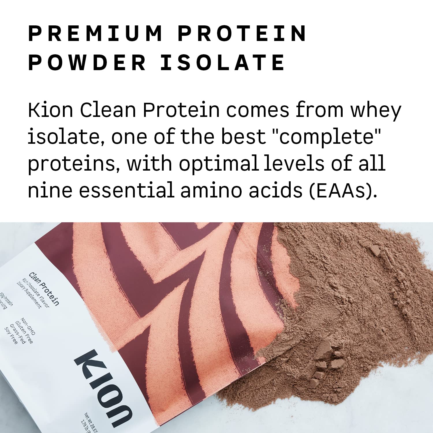 Kion proteine isolee poudre texture fine pour melange lisse.
