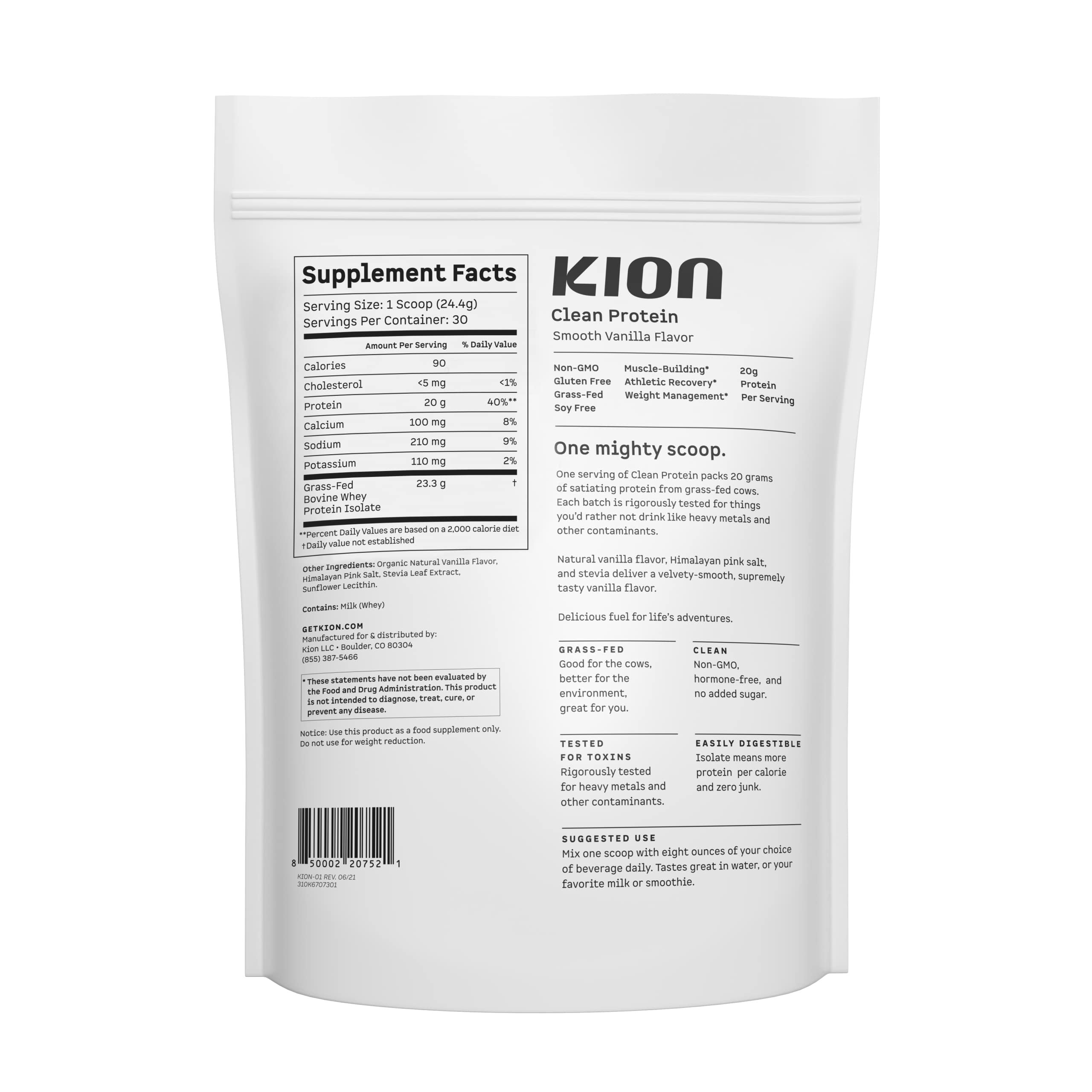 Kion proteine isolee utilisation quotidienne petit-dejeuner ou collation.