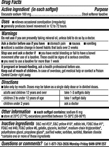 Laxatif doux Kirkland, texture gélule pour ingestion facile.