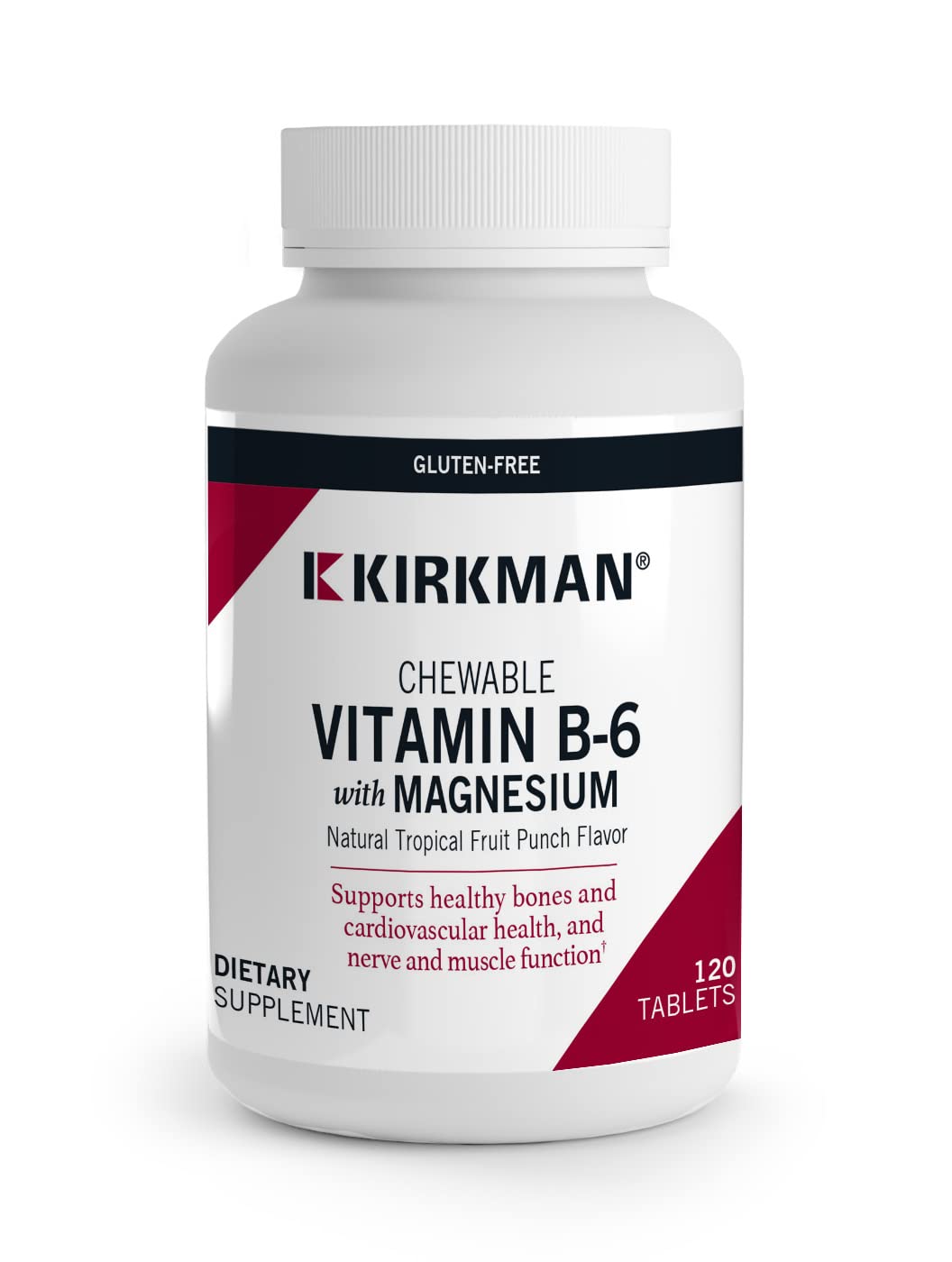 Kirkman B6 avec Magnésium, comprimé à croquer au goût tropical, pratique au quotidien.