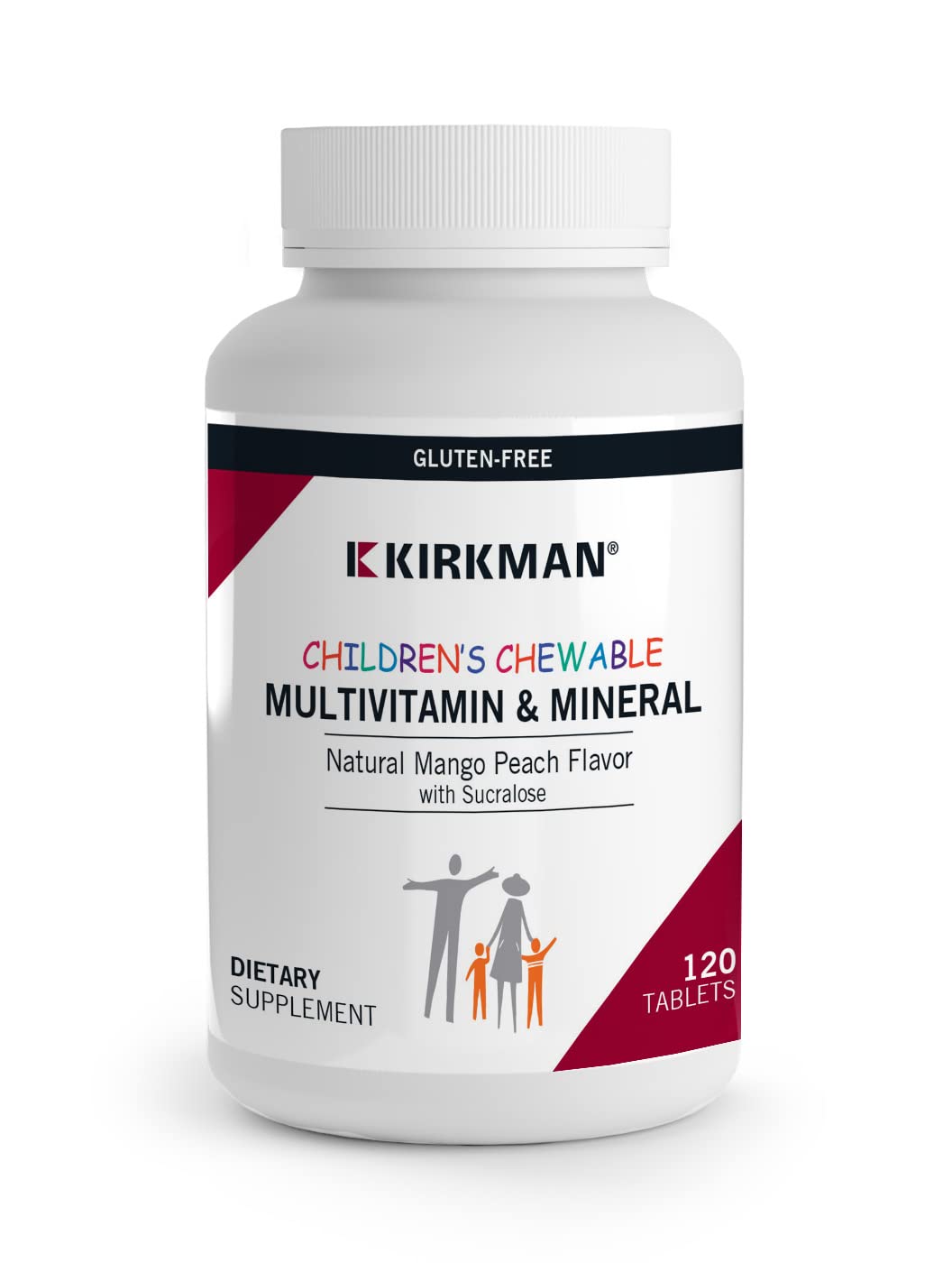 Kirkman Enfants tablettes mâchables dans la bouteille, soutien nutritionnel quotidien pour enfants.