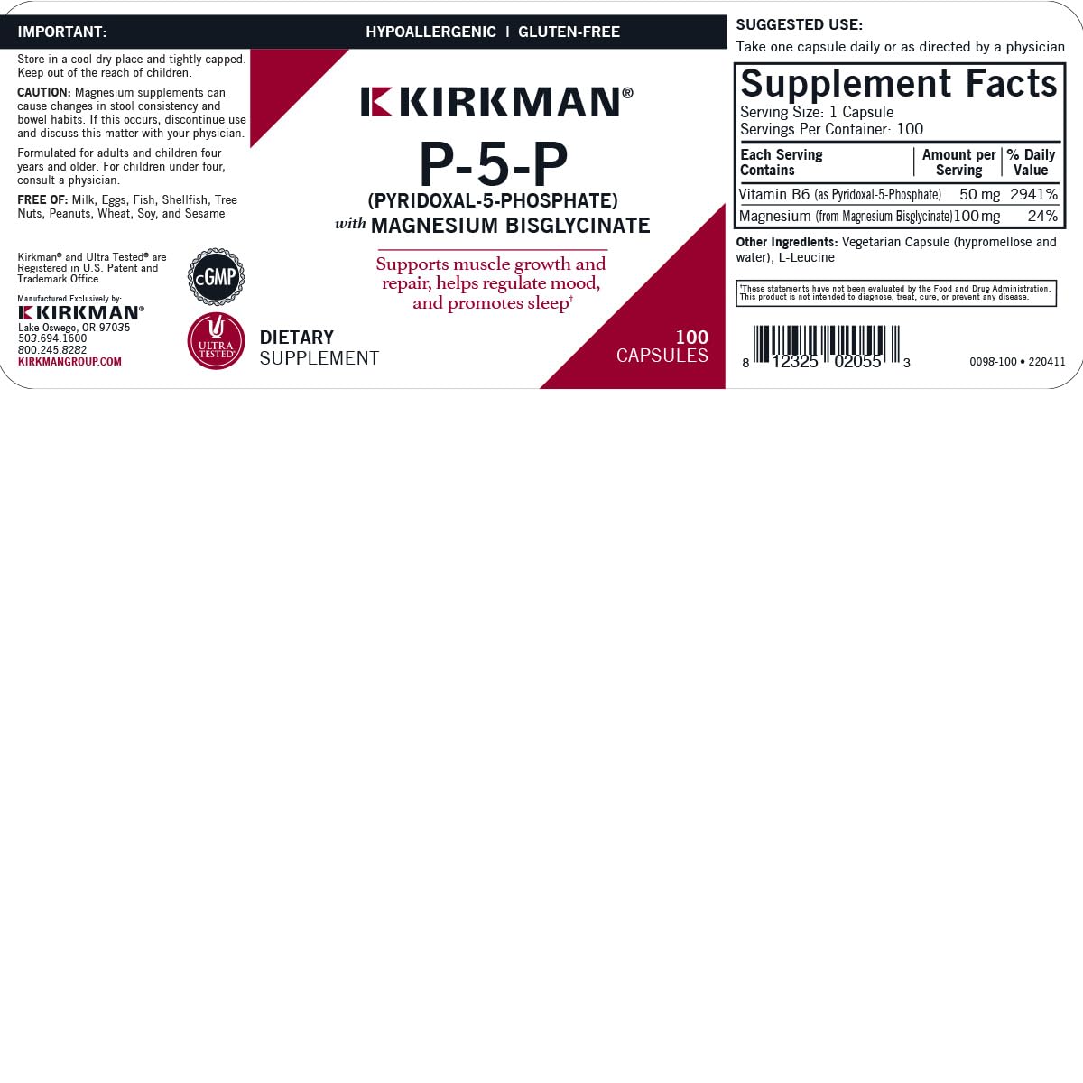 Kirkman P-5-P: gélules en gros plan pour une absorption douce.