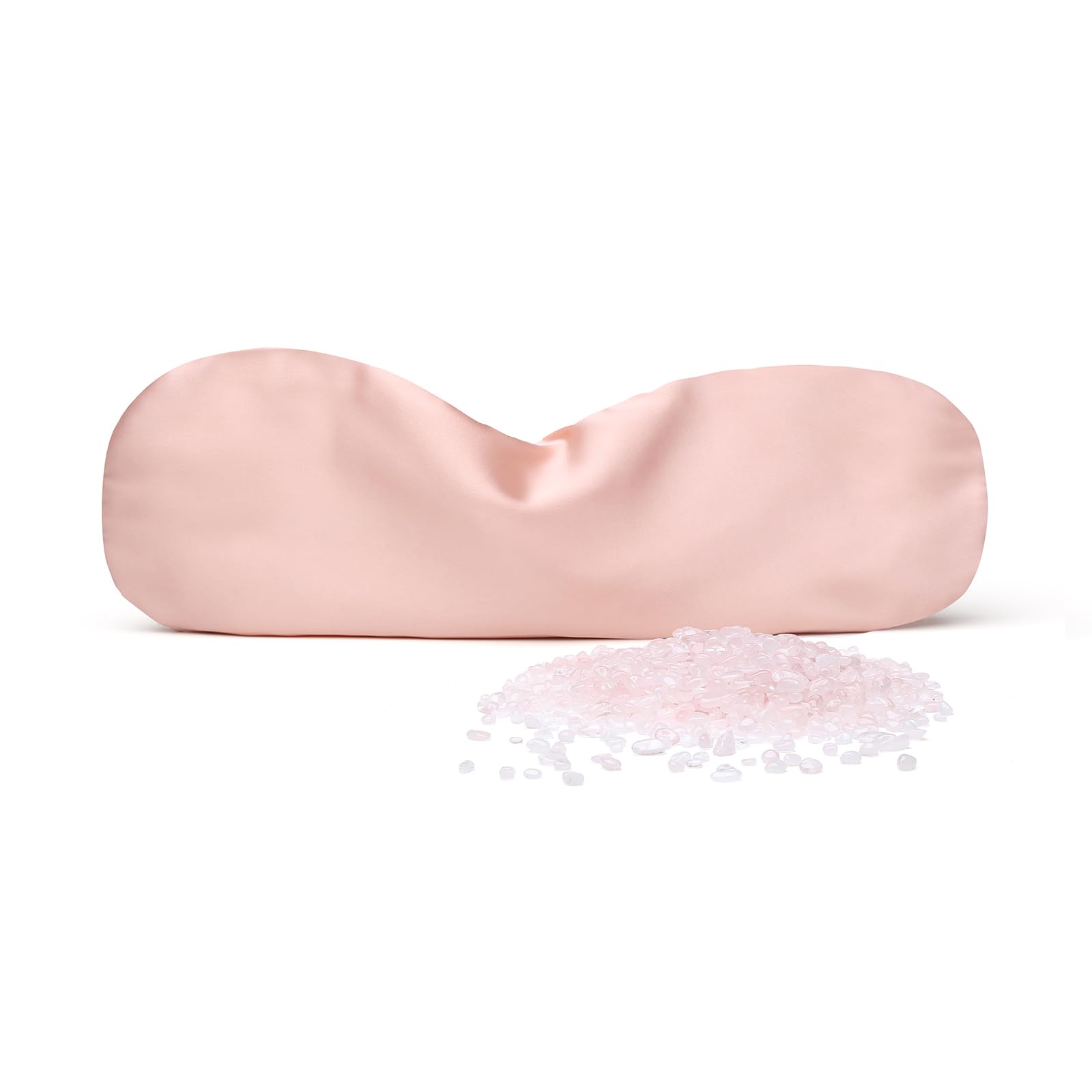 KISMETICS oreiller yeux en quartz rose pour relaxation et sommeil profond.