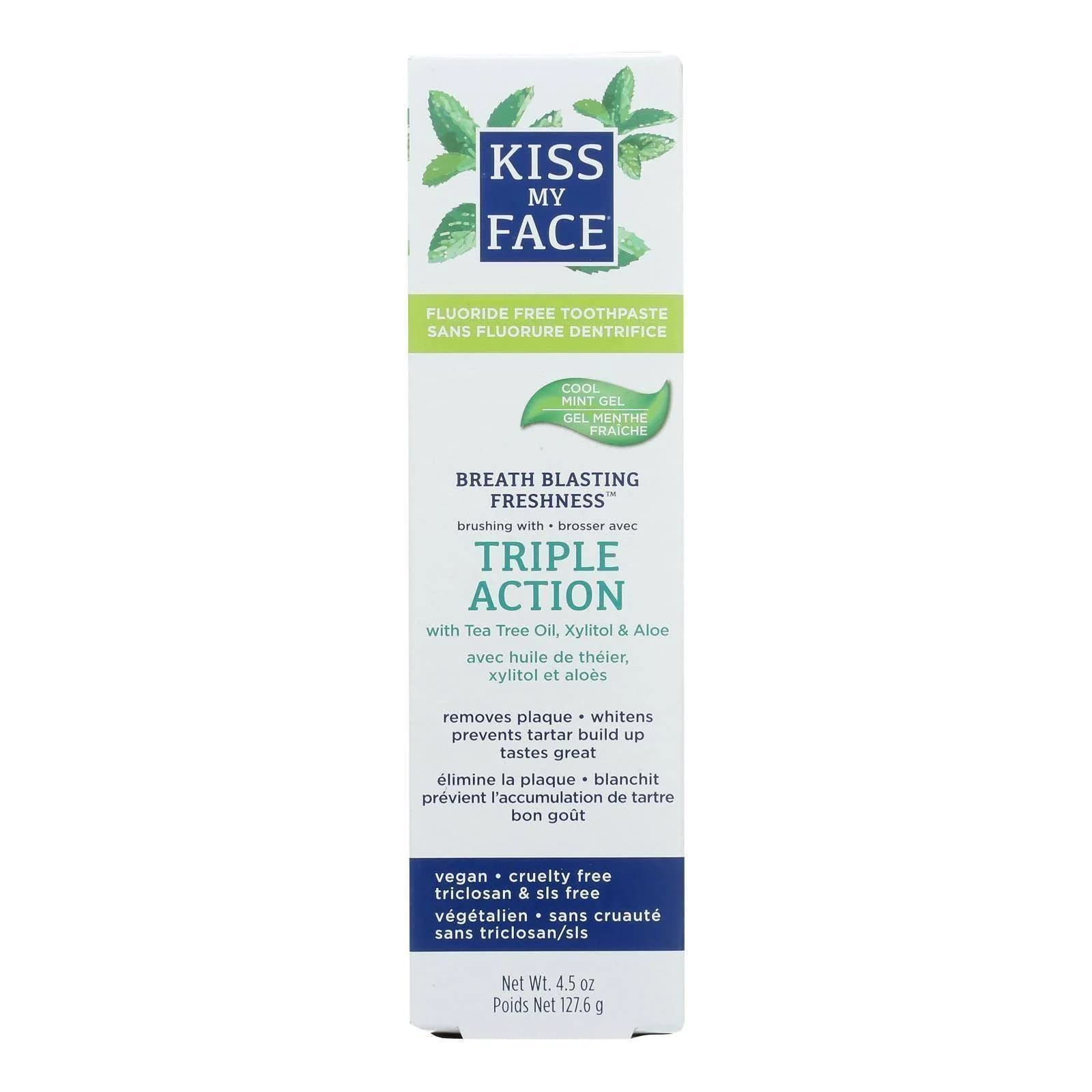 Kiss My Face dentifrice gel menthe action triple, sensation de fraîcheur et sourire éclatant