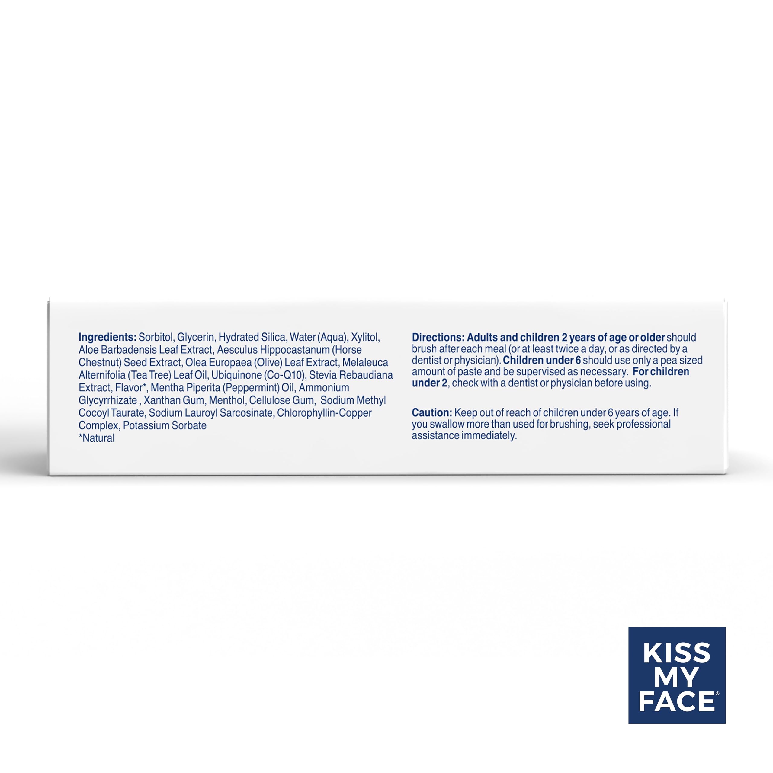 Kiss My Face dentifrice vegan sans SLS et BPA, soin respectueux pour toute la famille.