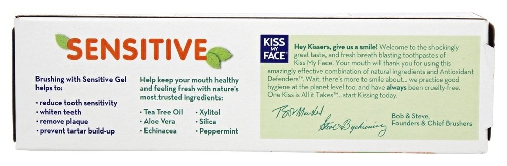 Kiss My Face Dentifrice sans fluor, texture onctueuse sans parfum agressif, usage quotidien.