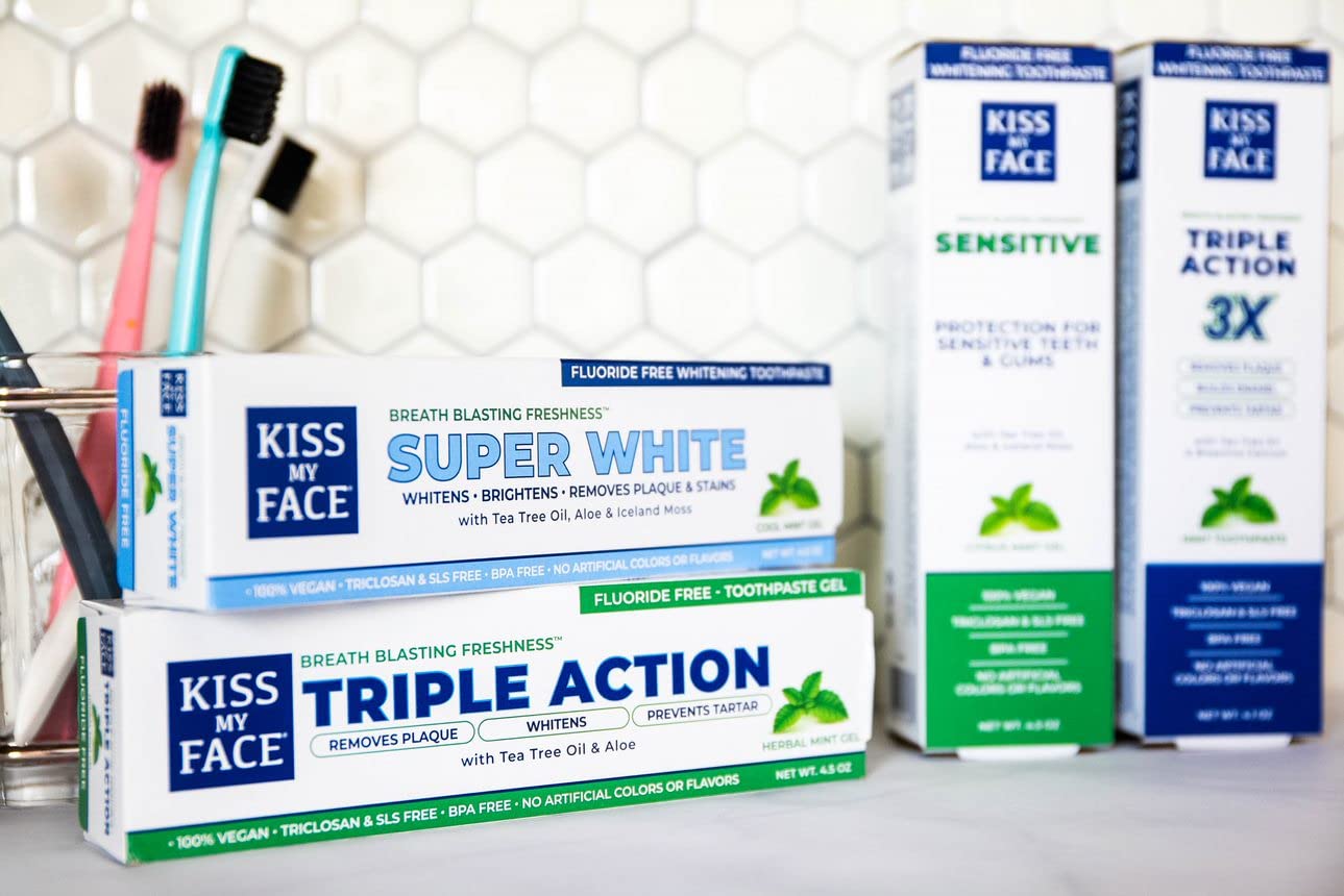 Kiss My Face dentifrice triple action sans SLS, routine naturelle.