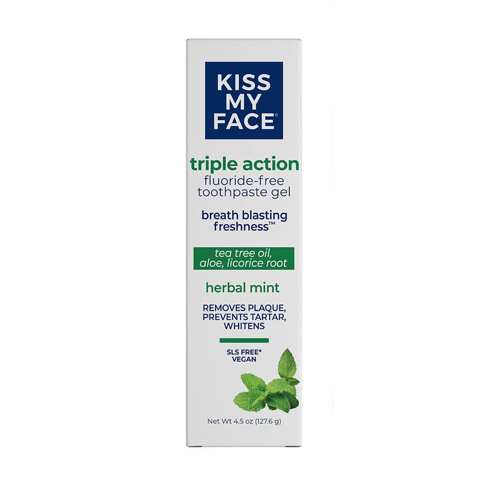 Kiss My Face dentifrice triple action tube, fraîcheur et soin quotidiens.