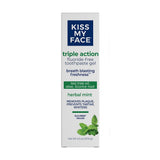 Kiss My Face dentifrice triple action tube, fraîcheur et soin quotidiens.