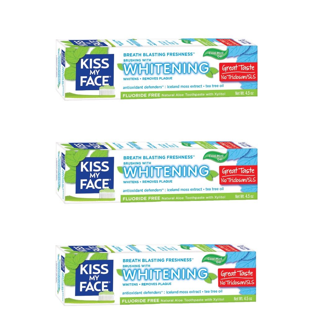 Kiss My Face gel dentifrice pack 3 arbre à thé: routine familiale et fraîcheur.