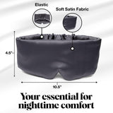 Masque Kitsch satin charbon noir porté sur les yeux, bloque la lumière.