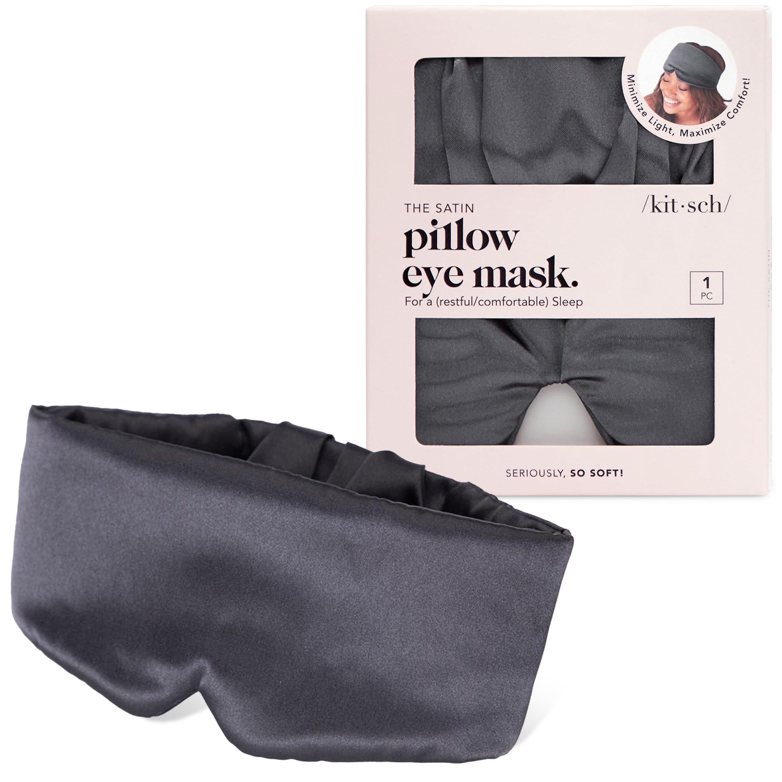 Texture satin luxueuse du masque Kitsch charbon noir, effet apaisant.