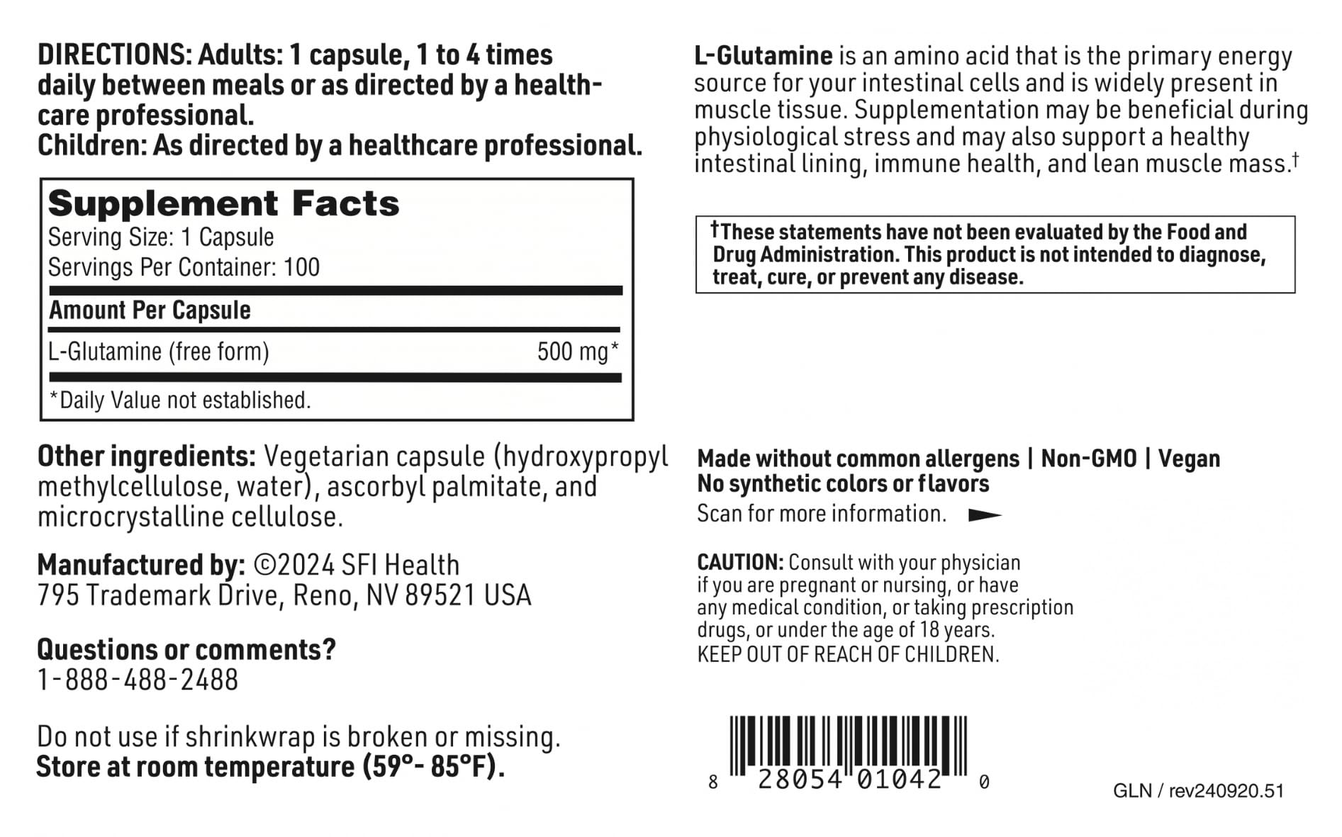 Klaire L-Glutamine: sans lactose ni gluten, adapté à certains régimes.