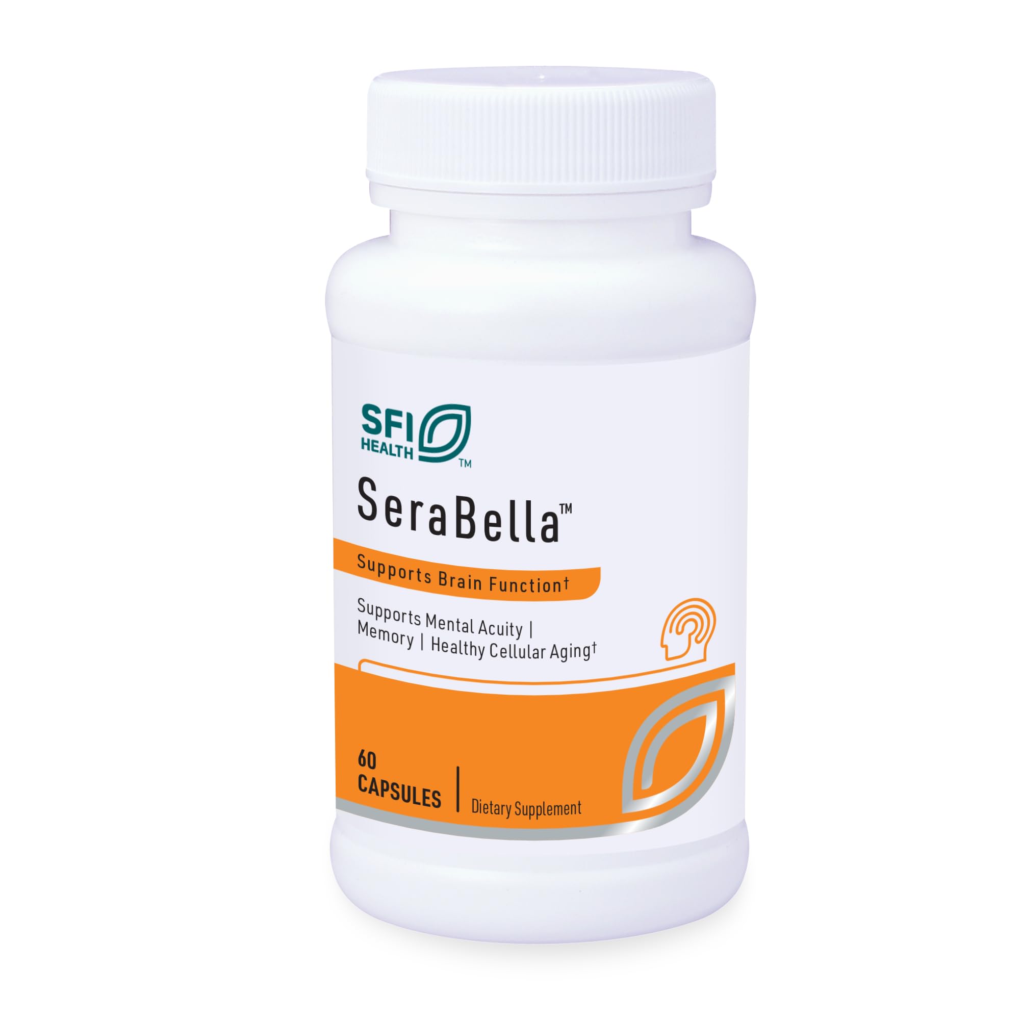 Klaire Labs SFI Health, bouteille de capsules végétariennes, soutient potentiellement la fonction cognitive sans soja.