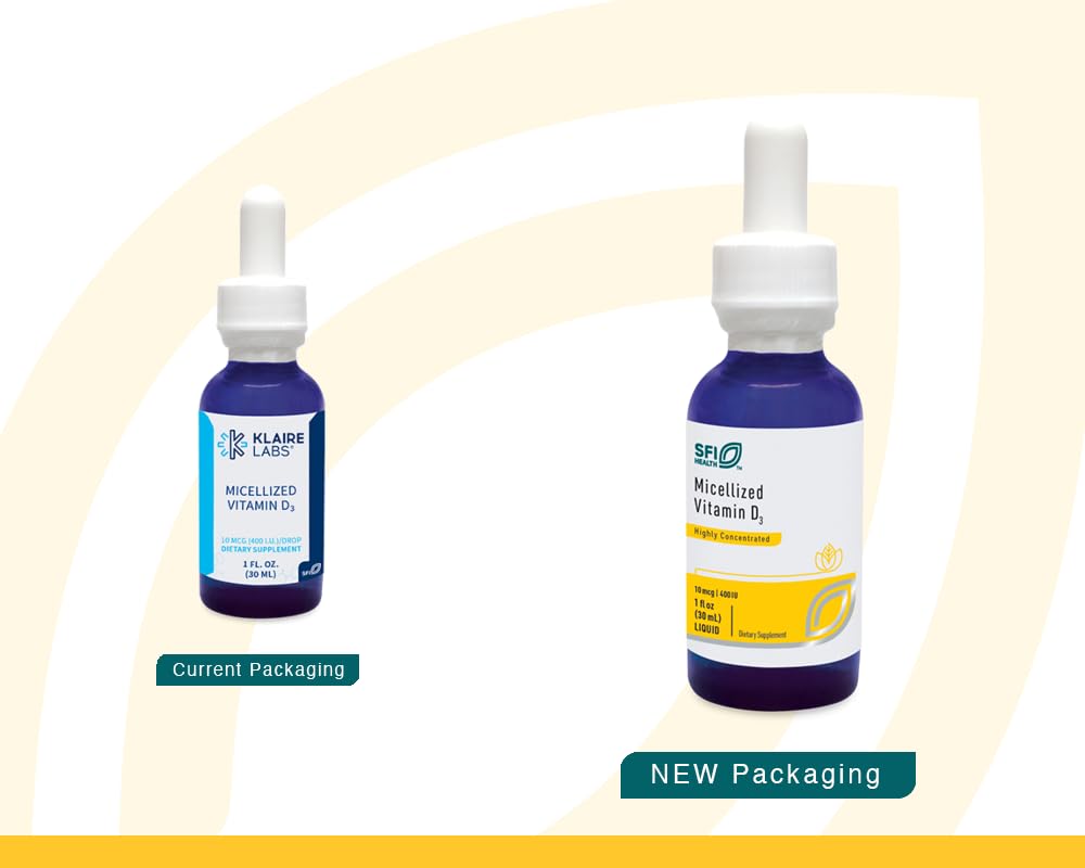 Gouttes 400 UI Klaire Labs SFI Health D3, absorption facilitée.