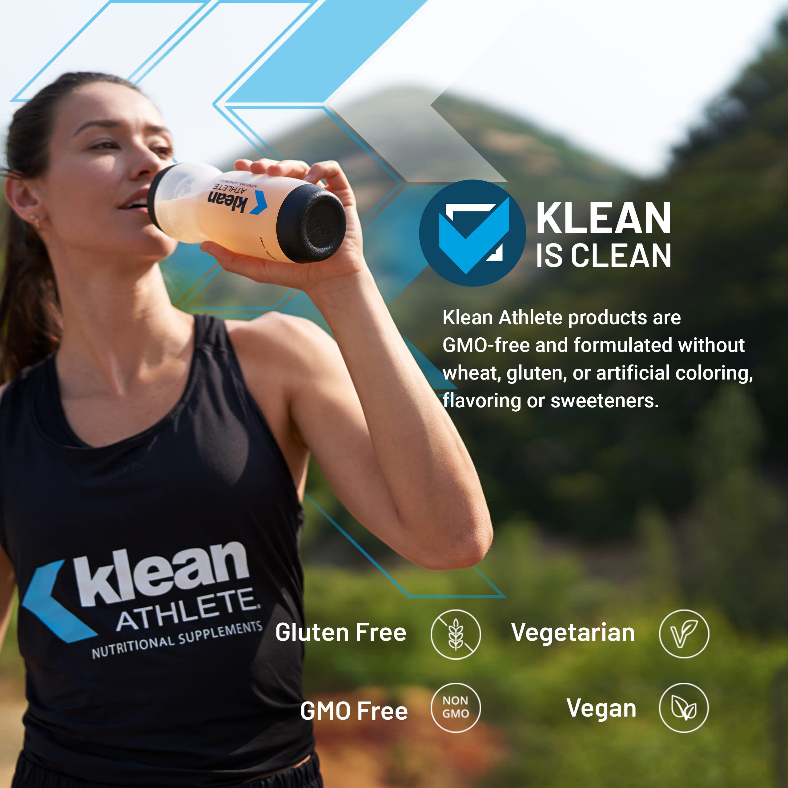 Étiquette nutritionnelle claire sur le pot Klean BCAA + Peak ATP.