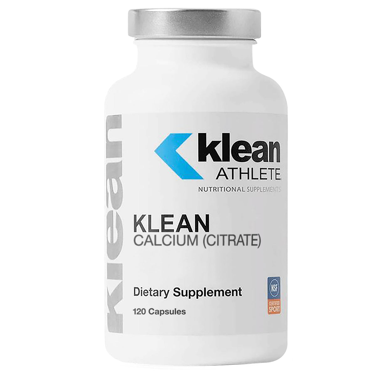 Klean Athlete Klean Calcium Citrate : bouteille de capsules, soutien possible pour les os et entraînement intensif.