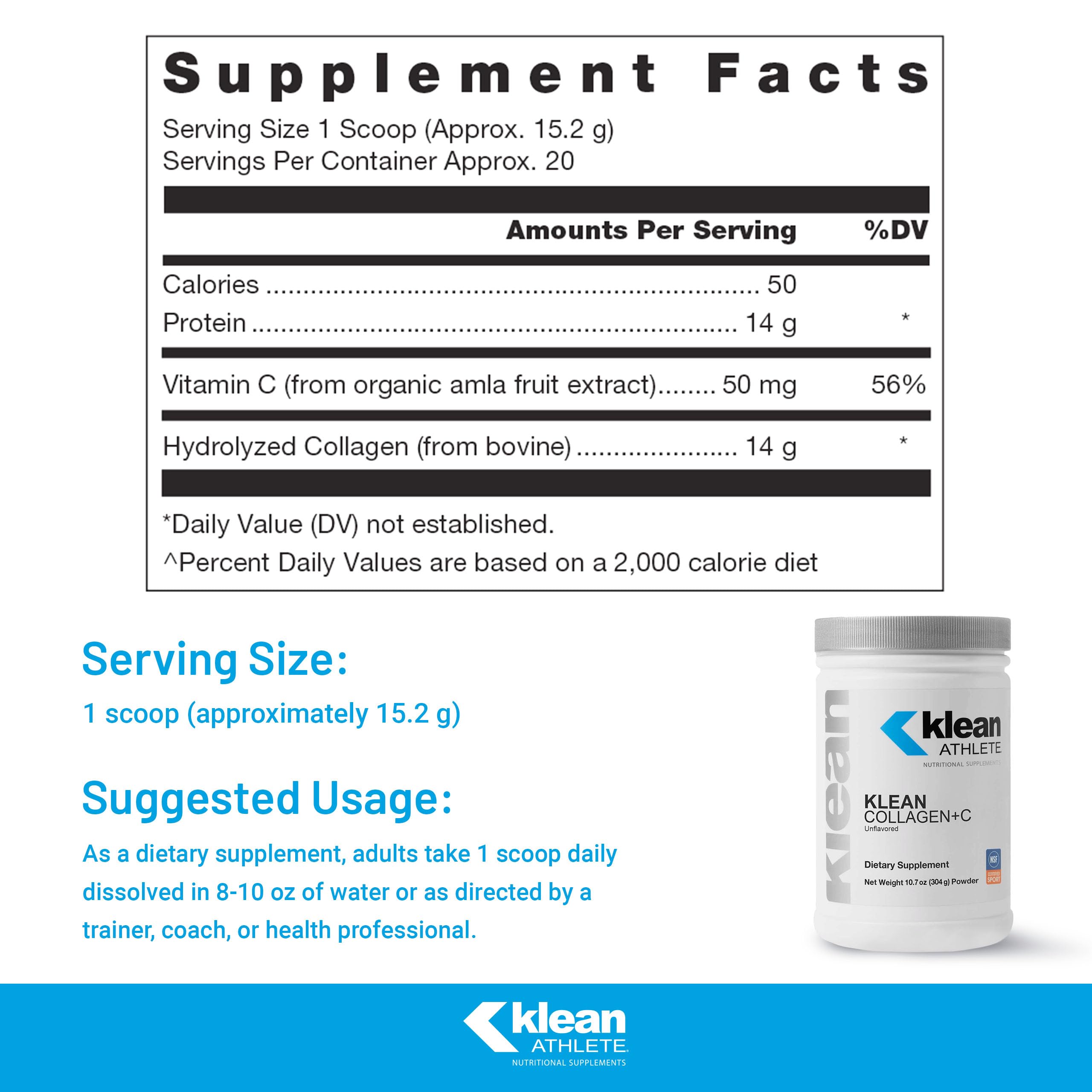 Doseur Klean Collagen-C pour mesurer facilement la portion après l’entraînement.