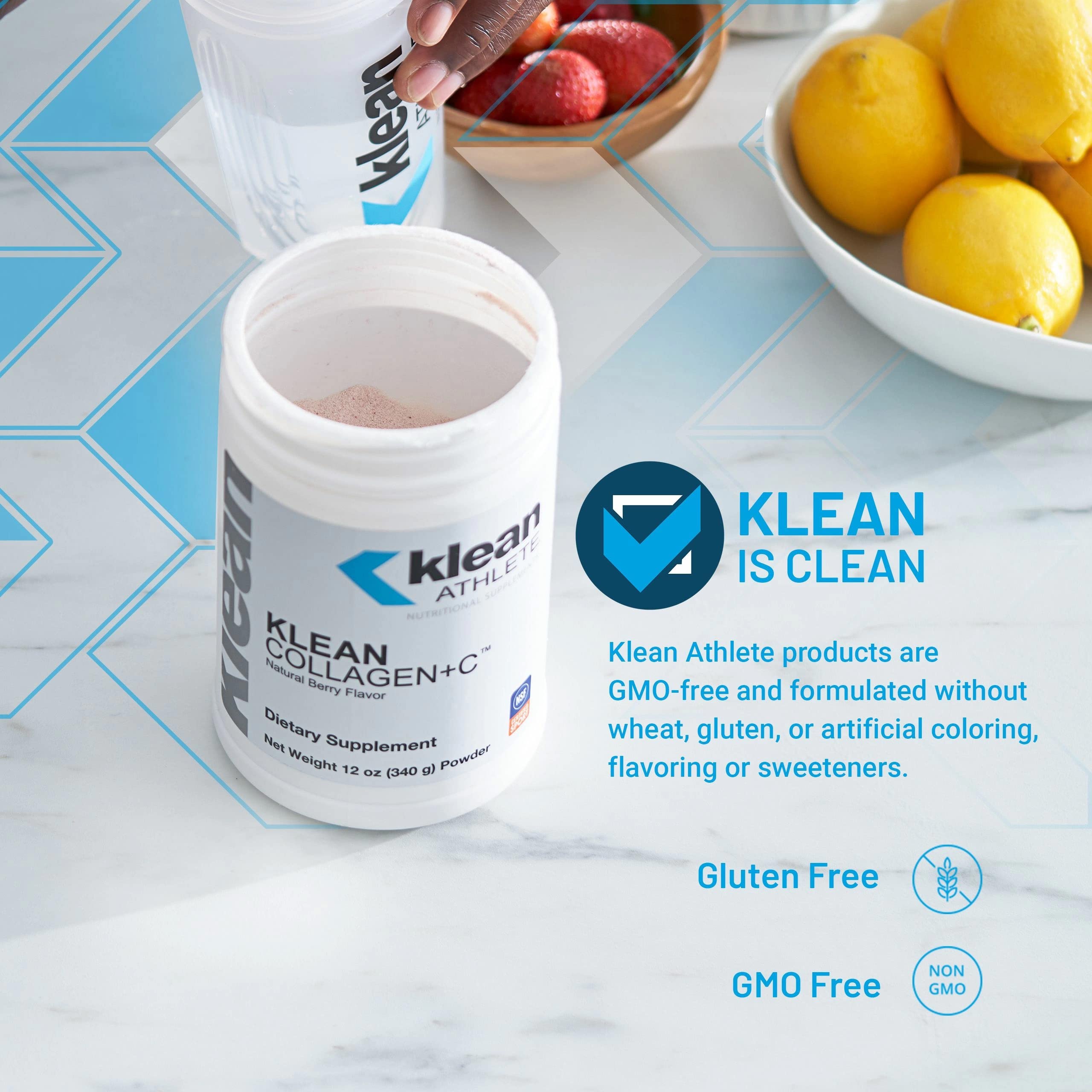 Poudre naturelle Klean Collagen-C prête à être mélangée dans votre boisson.