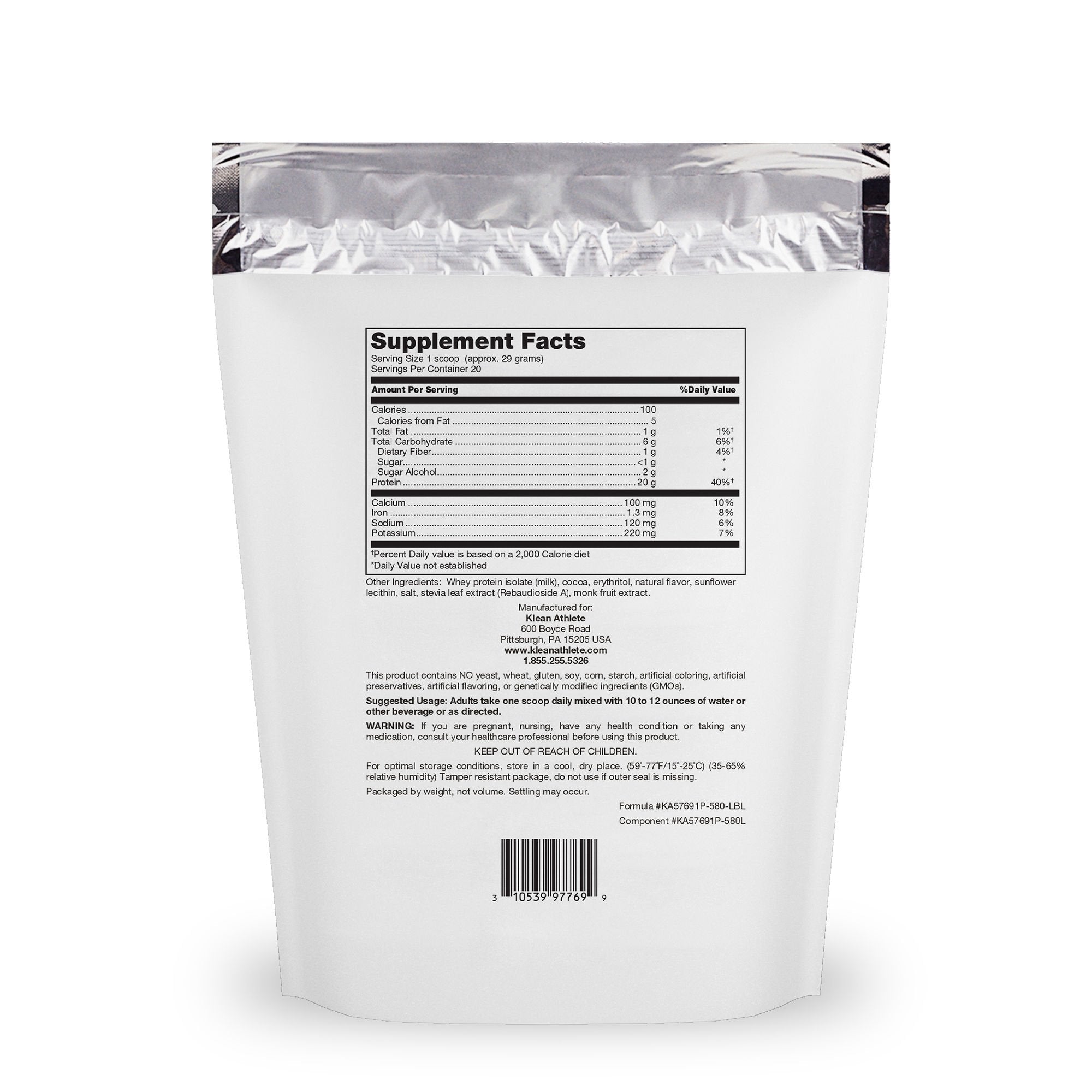 Poudre-protéine Klean Isolate, mélange sans arômes pour boissons variées