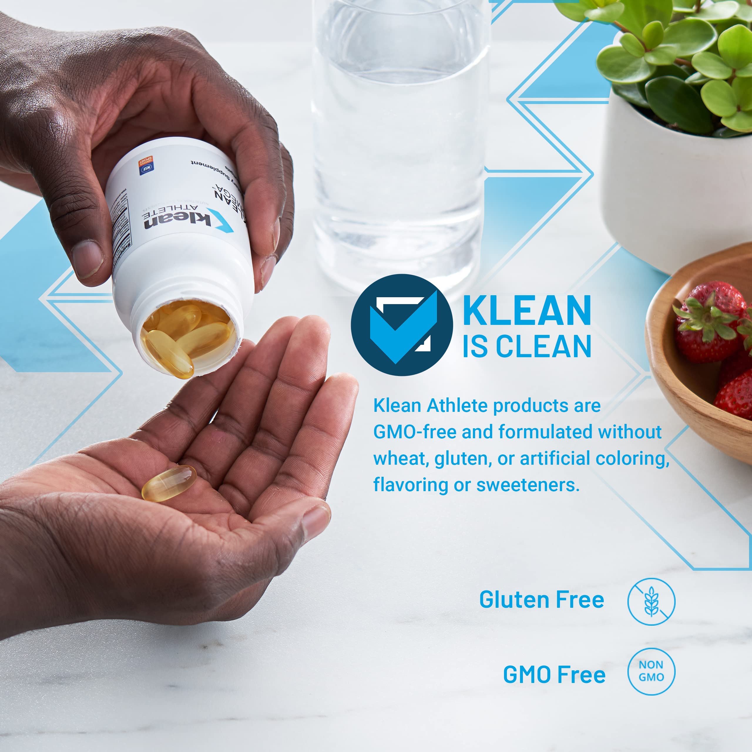 Étiquette NSF Certified for Sport sur Klean Omega, assure sécurité et traçabilité.