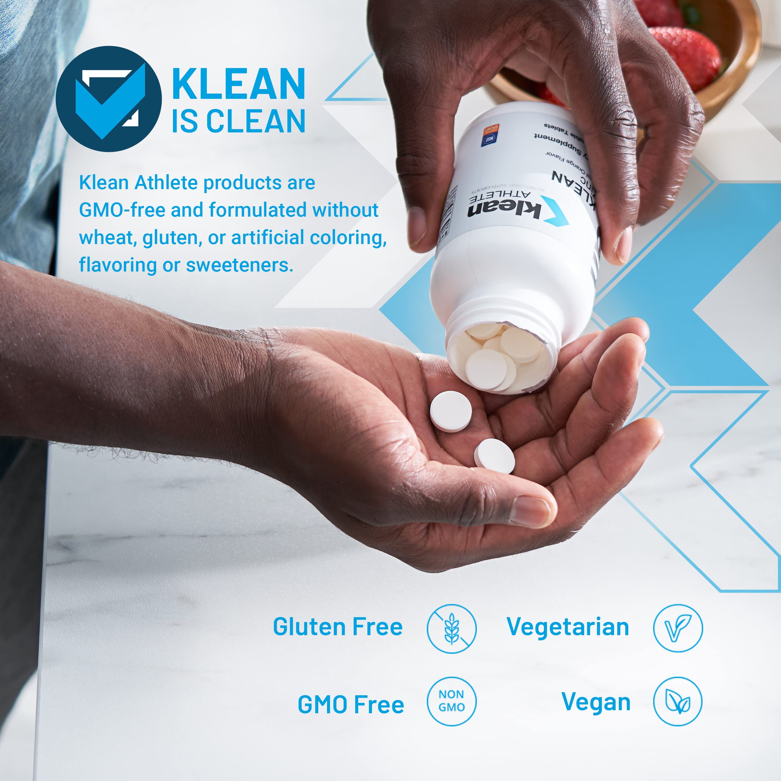 Klean Athlete Zinc – tablettes orange, pratique pour la routine sportive.