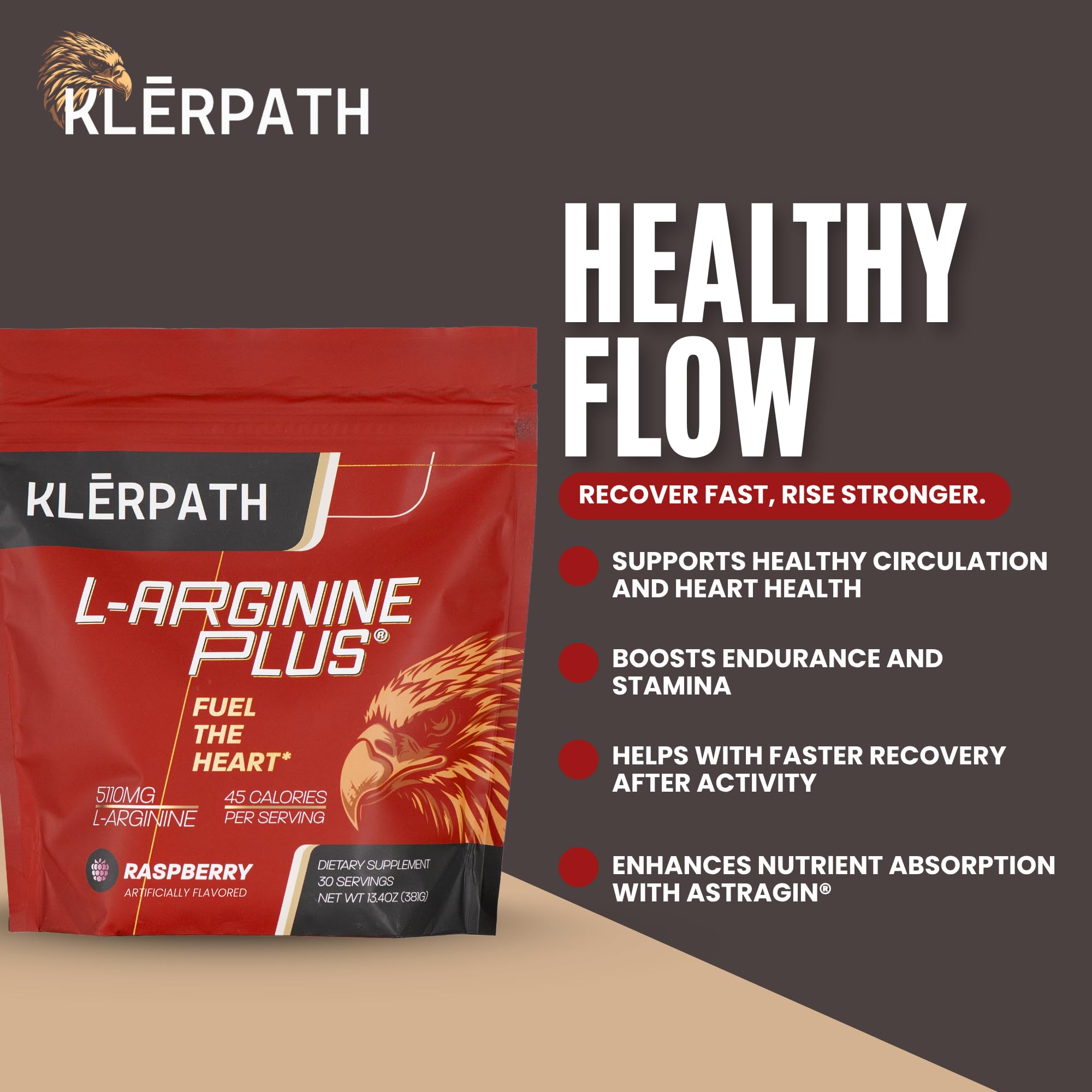 Klerpath L-Arginine Plus, étiquette claire, informations nutritionnelles utiles.