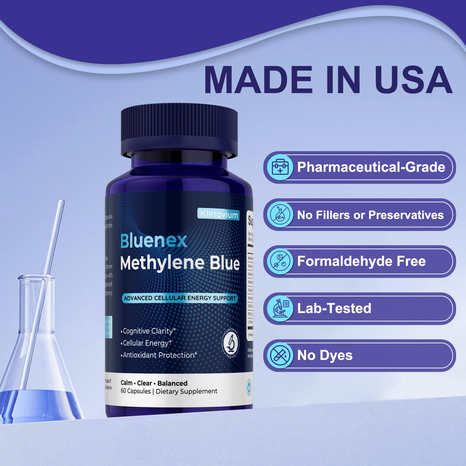 Klinovium capsules pharmaceutiques Qualité USP garantissant fiabilité et traçabilité.