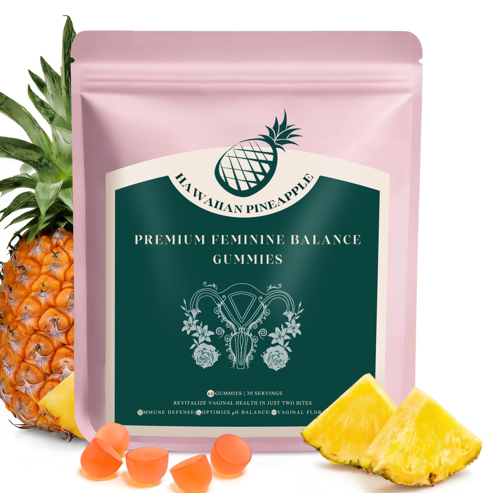 KLKIT Gommes Équilibre Féminin bouteille ananas, soutien potentiel à l'équilibre intime