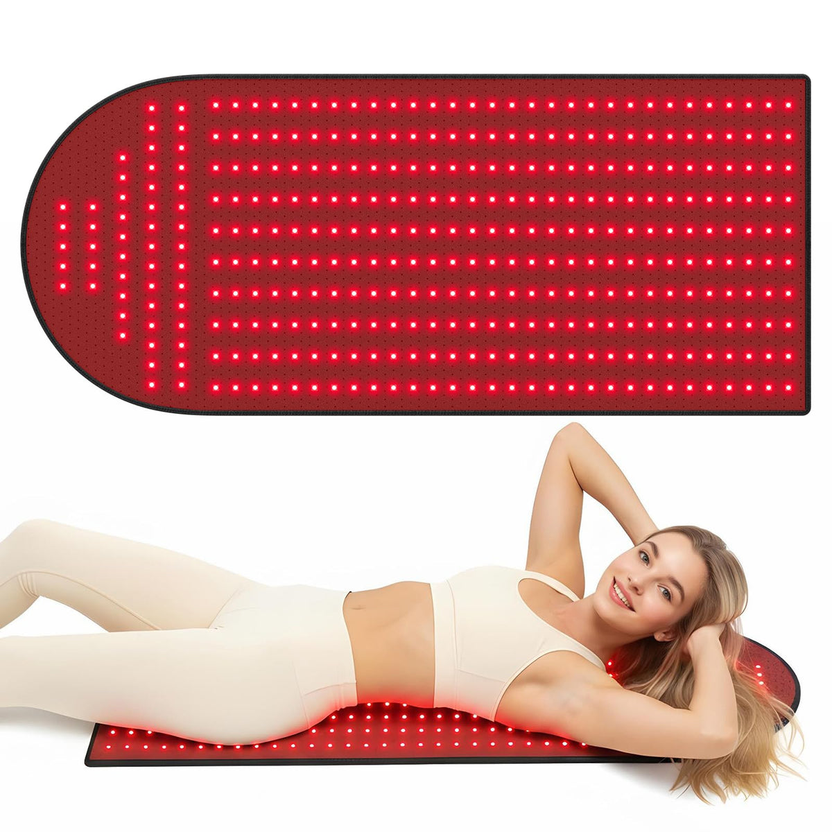 Knocoka tapis lumière rouge avec dôme ergonomique, idéal pour le cou et les épaules.